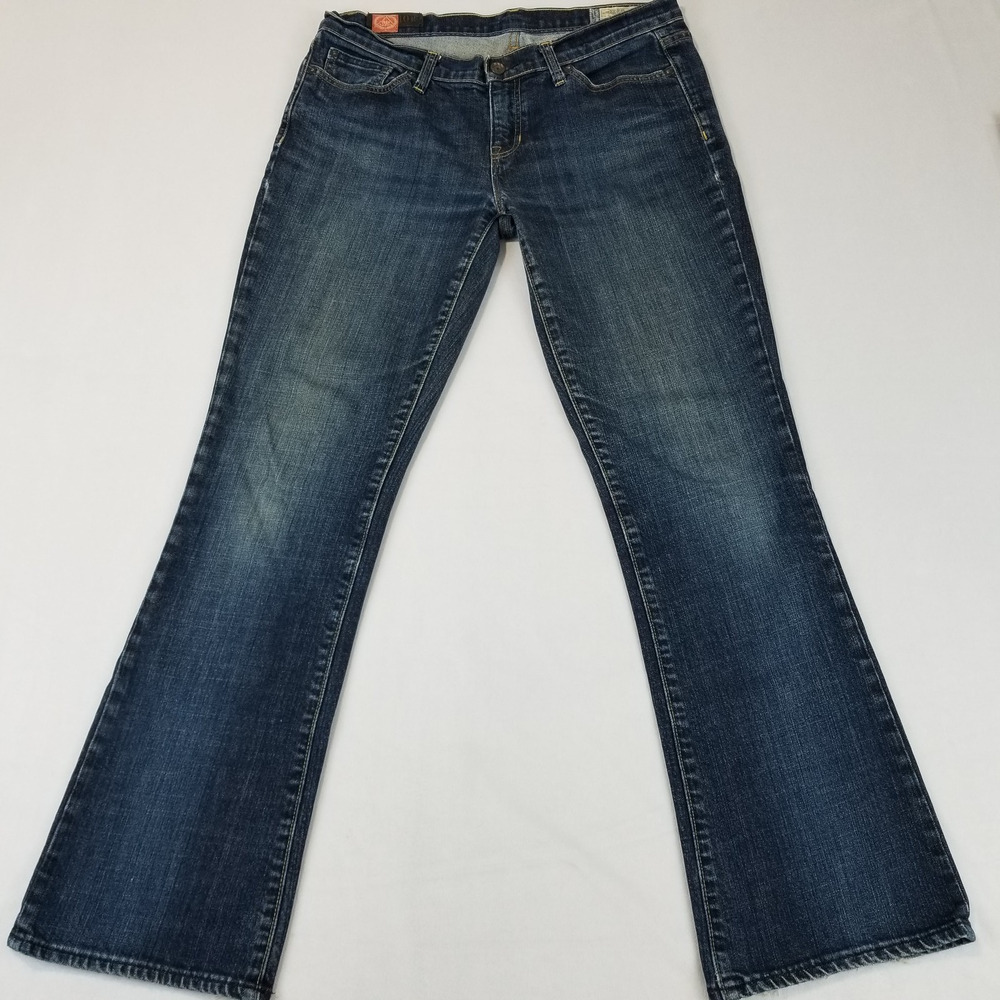 Gap 1969 Boot Cut Jeans Womens 10R Blue Denim Stretch Mid Rise Distressed Casual
